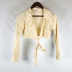 Weworewhat Cable Knit Wrap‎ Knit Crop Top in Ivory
